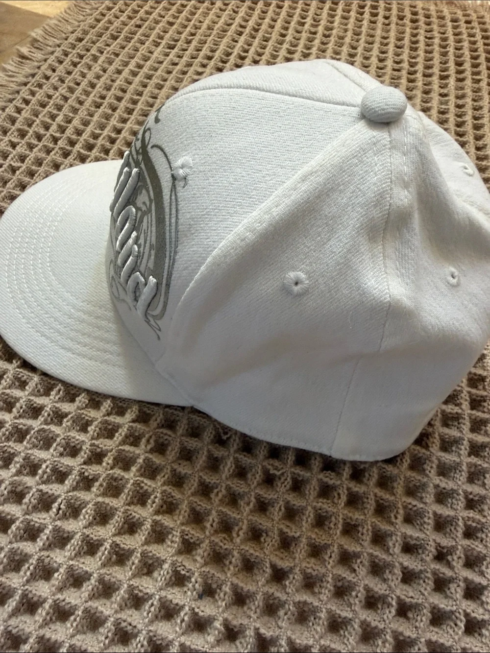 Disney White Silver Embroidered Baseball Hat authentic Disneyland Parks cap